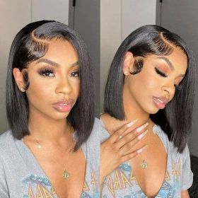 Short Bob Transparent Lace Human Hair Wig,10-16 Inch